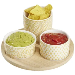Gifi Set apéro plateau bambou Ø20cm et coupelle x3
