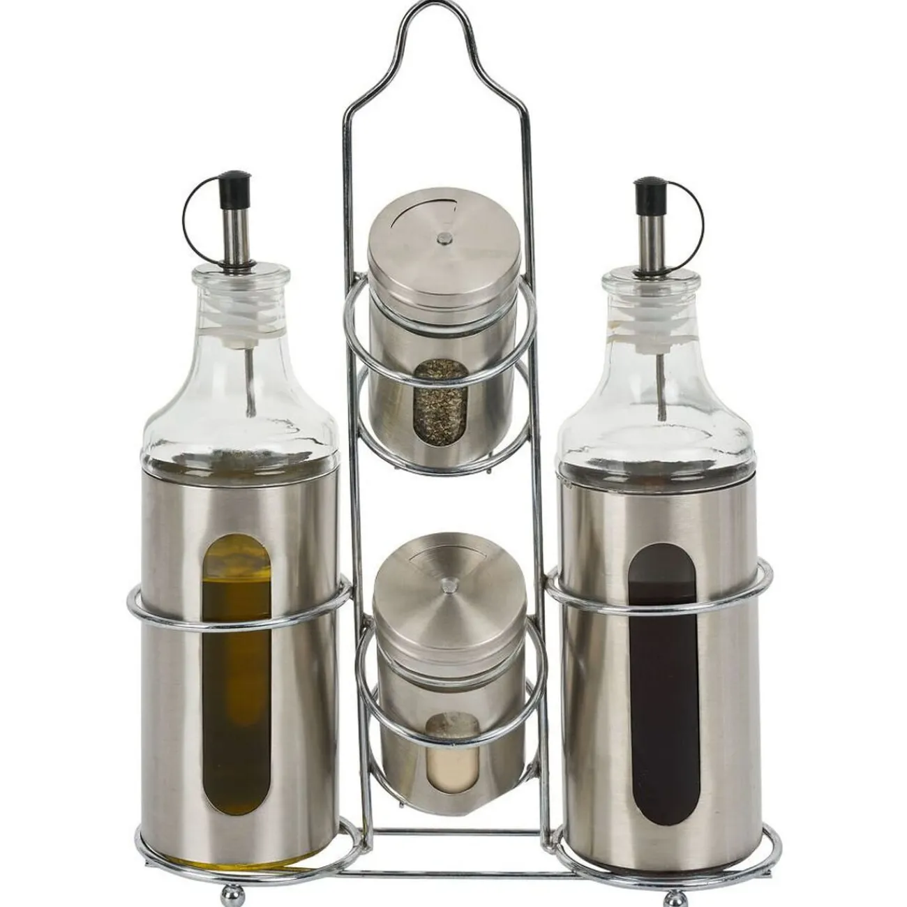 Gifi Set assaisonnement 4-en-1 en verre et fer gris