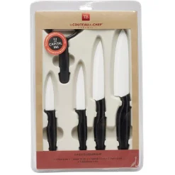 Gifi Set céramique couteau x4 avec économe x1 blanc et noir