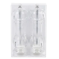 Gifi Set de 2 moulins poivre et sel gris transparent