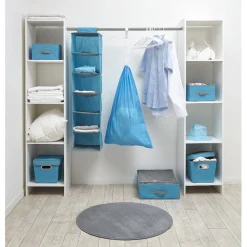 Gifi Rangement|Set de rangement dressing bleu et blanc