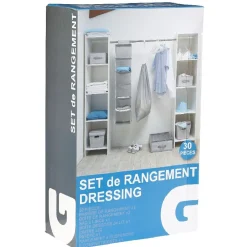 Gifi Rangement|Set de rangement dressing gris et blanc