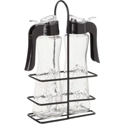 Gifi Set huile et vinaigre en verre relief fleur Ø5xH20cm