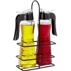 Gifi Set huile et vinaigre en verre relief fleur Ø5xH20cm