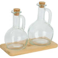 Gifi Set huilier et vinaigrier en verre et bouchon bambou