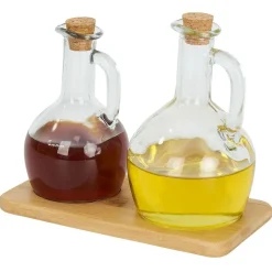 Gifi Set huilier et vinaigrier en verre et bouchon bambou