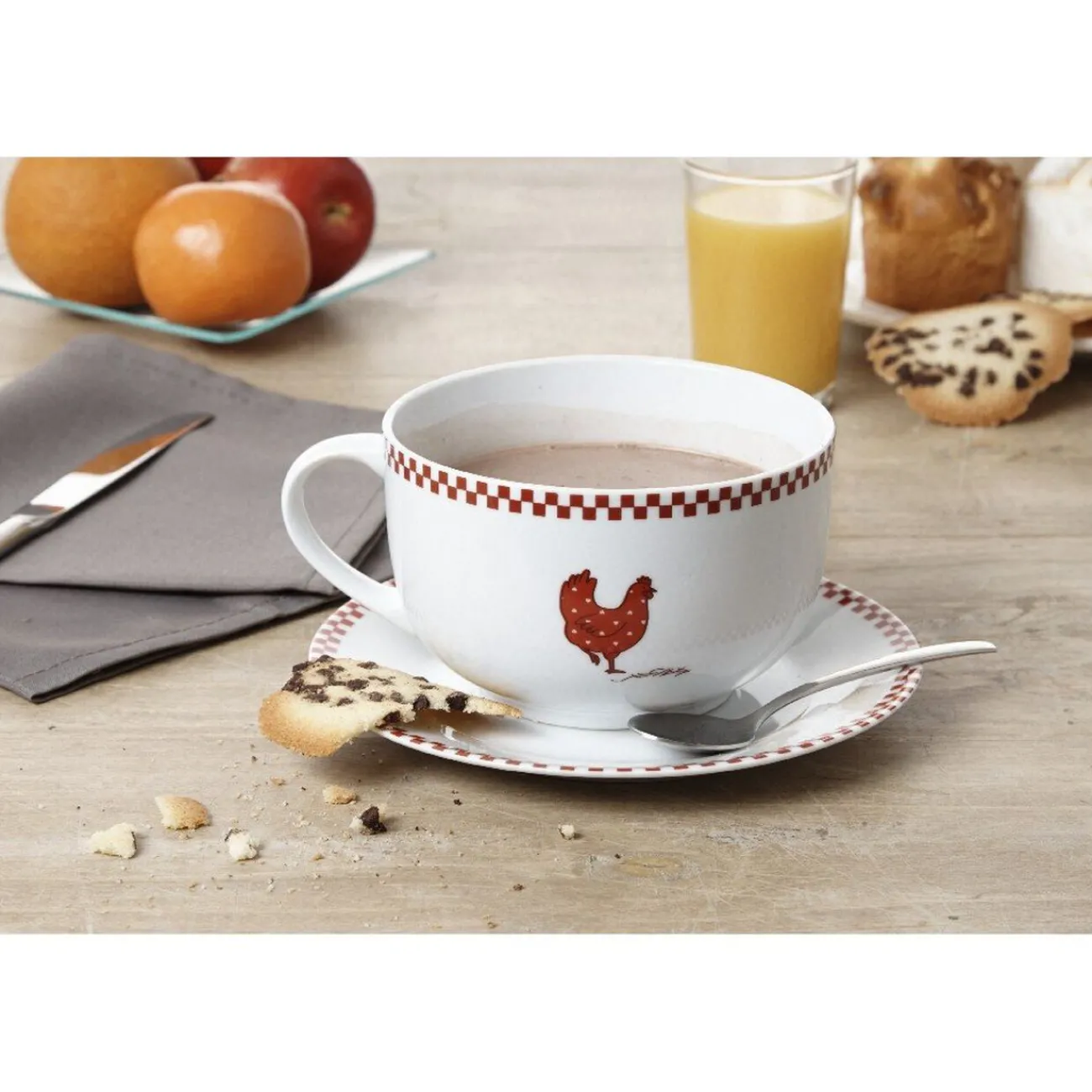 Gifi Set petit déjeuner en porcelaine design poule