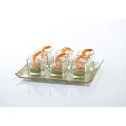 Gifi Set verrines transparentes et plateau doré