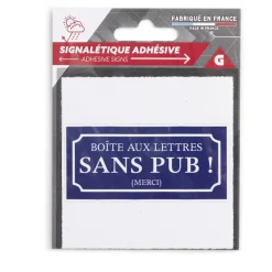 Gifi Colle Et Adhésif^Signalétique adhésive "Boîte aux lettres sans pub" - Bleu, 8x8 cm
