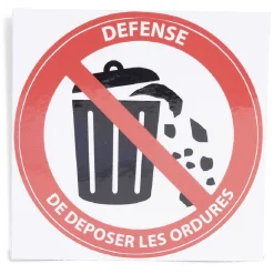 Gifi Colle Et Adhésif^Signalétique adhésive "Défense de déposer les ordures" - 8x8 cm