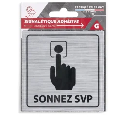 Gifi Colle Et Adhésif^Signalétique adhésive "Sonnez svp" - 8x8 cm