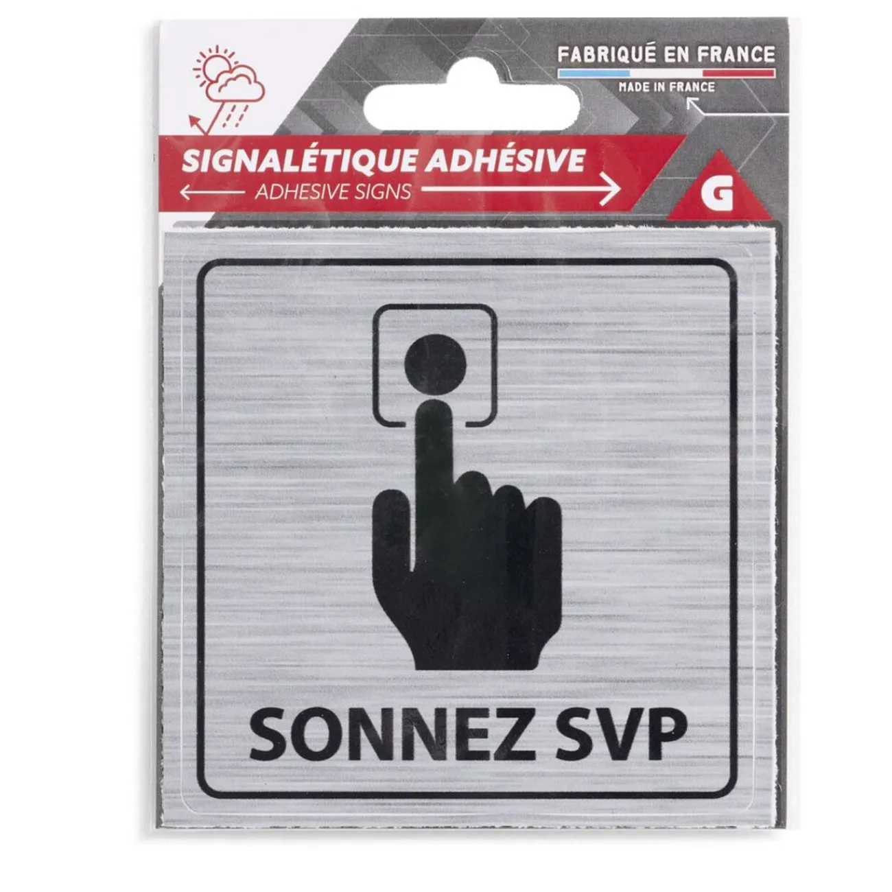 Gifi Colle Et Adhésif^Signalétique adhésive "Sonnez svp" - 8x8 cm