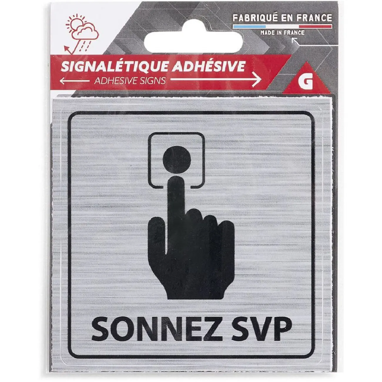Gifi Colle Et Adhésif^Signalétique adhésive "Sonnez svp" - 8x8 cm