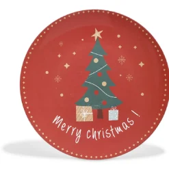 Gifi Sous assiette décoration rouge motif sapin "Merry Christmas"
