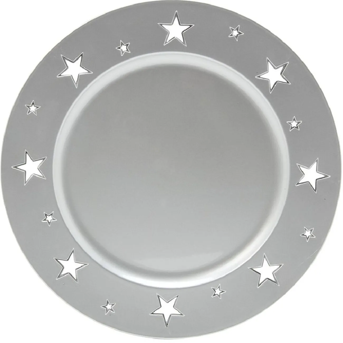 Gifi Sous assiette plastique motif étoile argenté