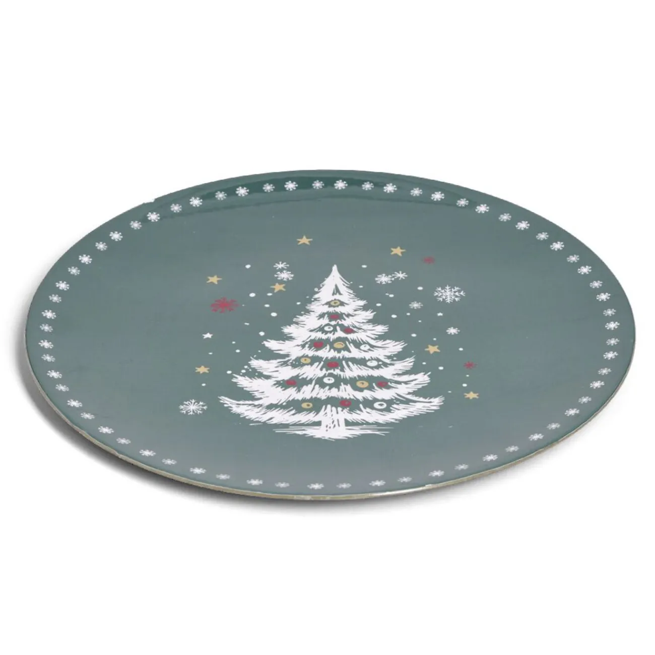 Gifi Sous assiette rond vert motif sapin de Noël Ø33cm
