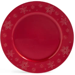 Gifi Sous assiette ronde rouge Ø33cm rebord flocon