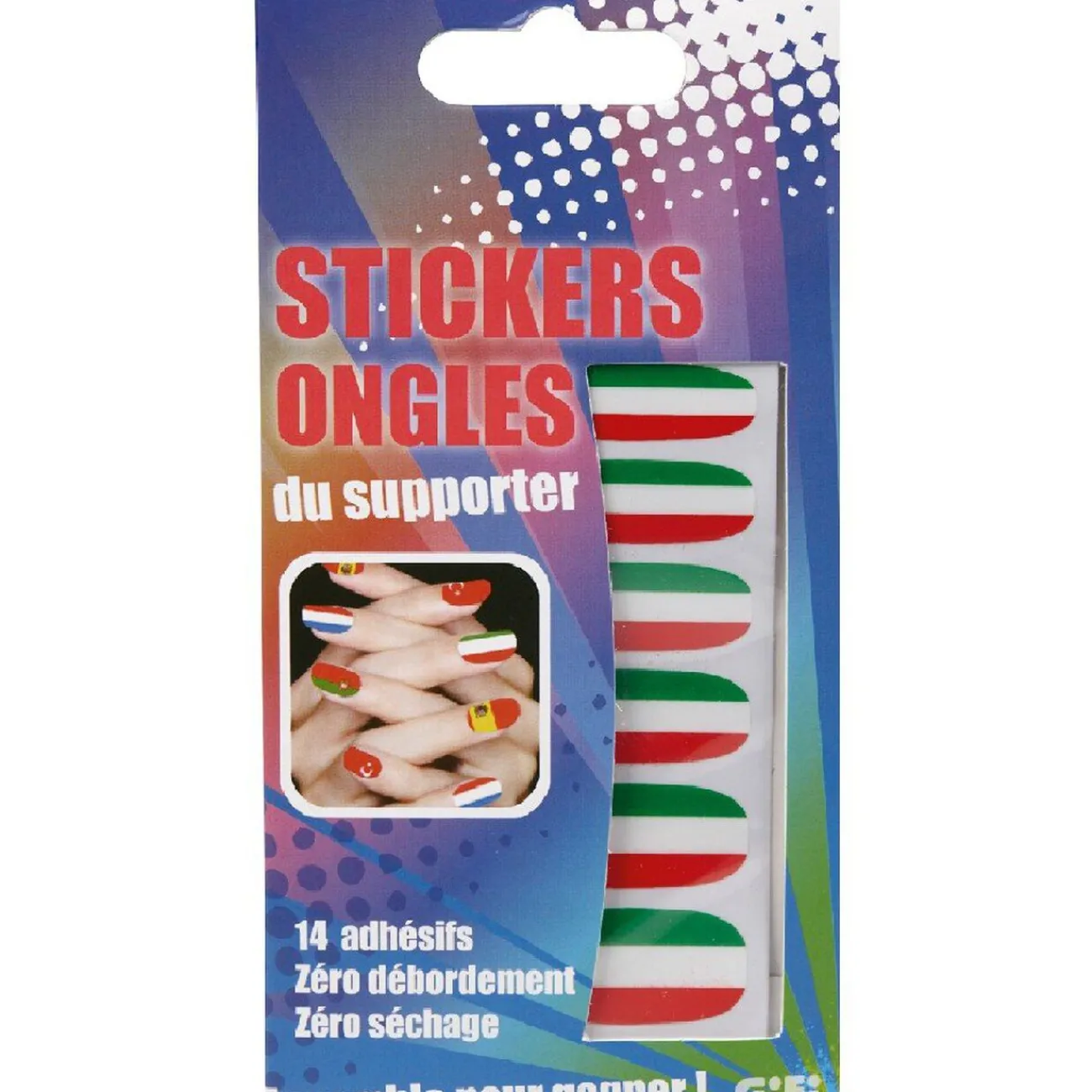 Gifi Beauté^Sticker ongles tricolore supporter Italie x14