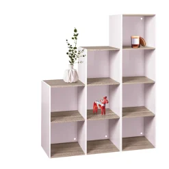 Gifi Rangement|Structure 4 casiers Box Cube blanc et naturel 35,2x30xH137,2cm