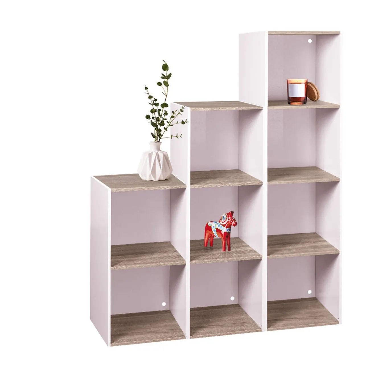 Gifi Rangement|Structure 4 casiers Box Cube blanc et naturel 35,2x30xH137,2cm