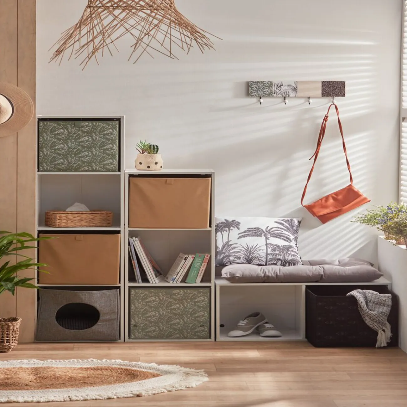 Gifi Rangement|Structure Box Cube 3 cases 35x30x103cm bois blanc