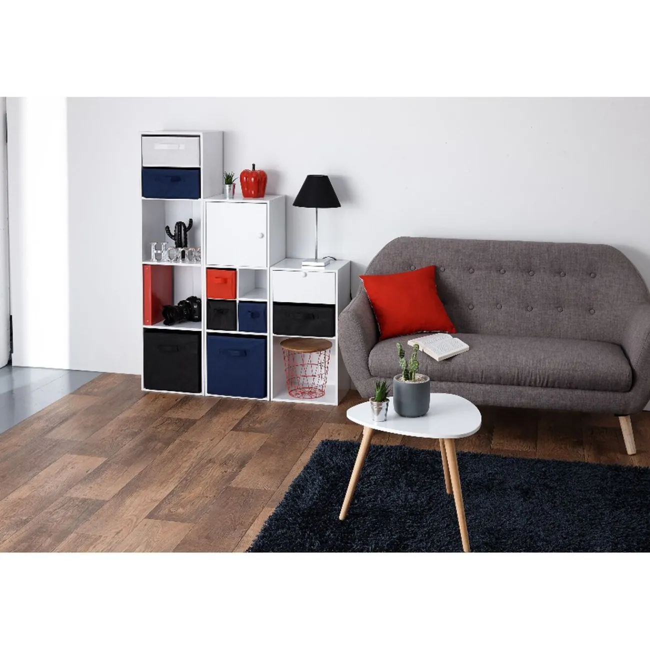 Gifi Rangement|Structure Box Cube 3 cases 35x30x103cm bois blanc