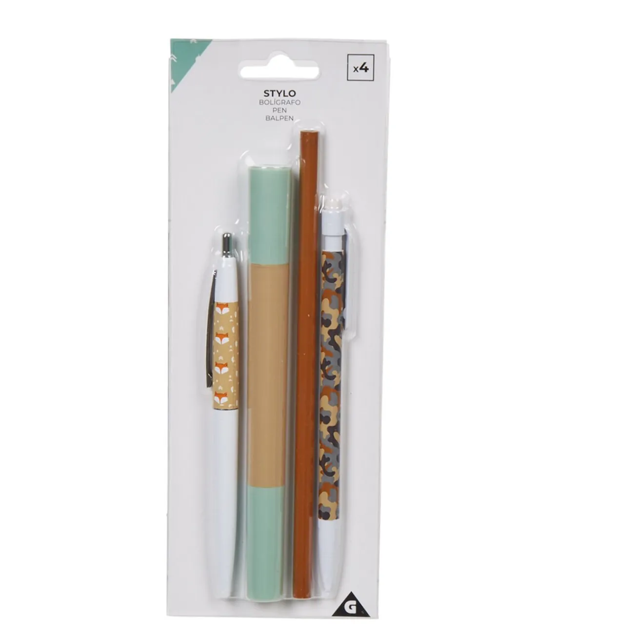 Gifi Beauté^Stylo design militaire et motif renard x4