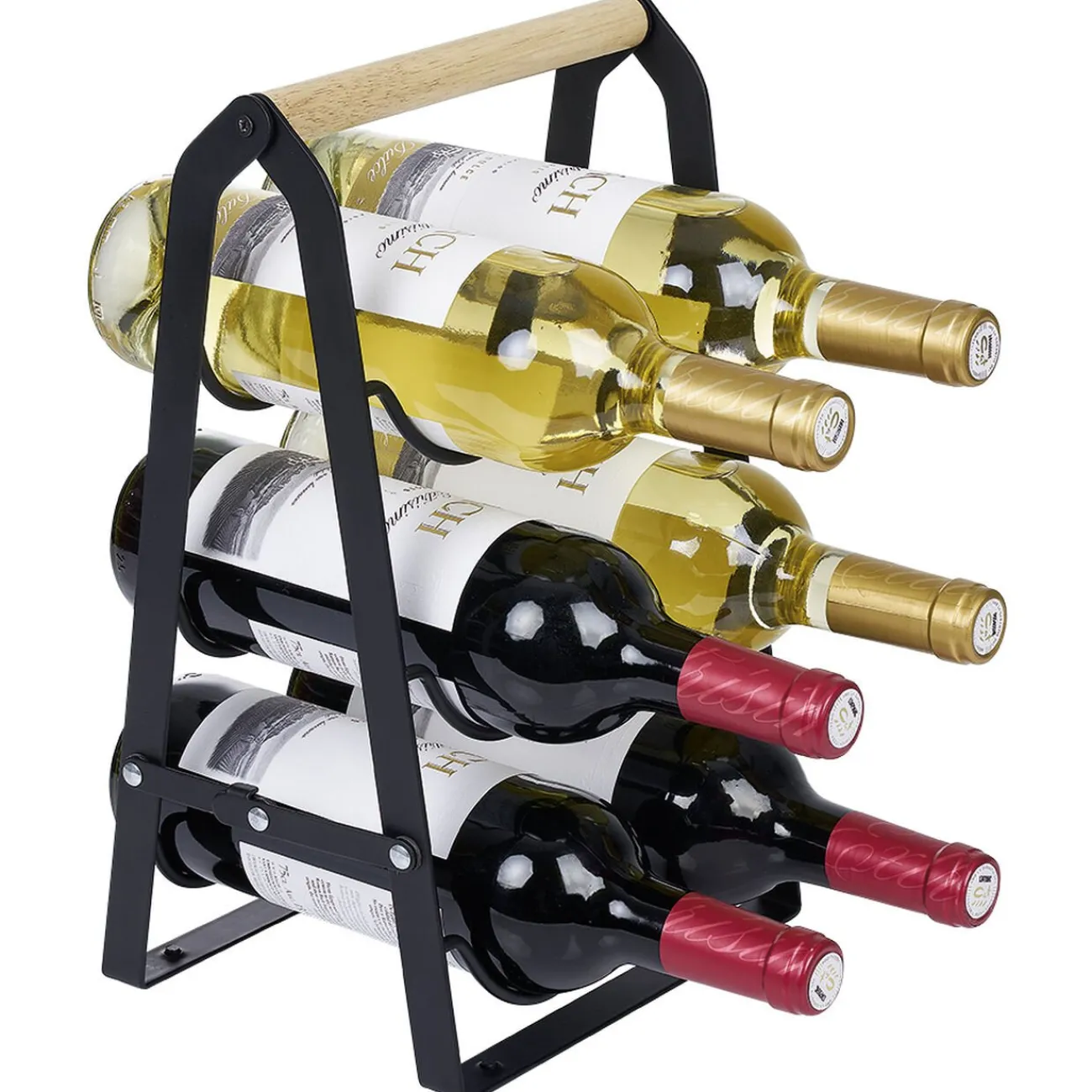 Gifi Support 6 bouteilles bois et métal noir