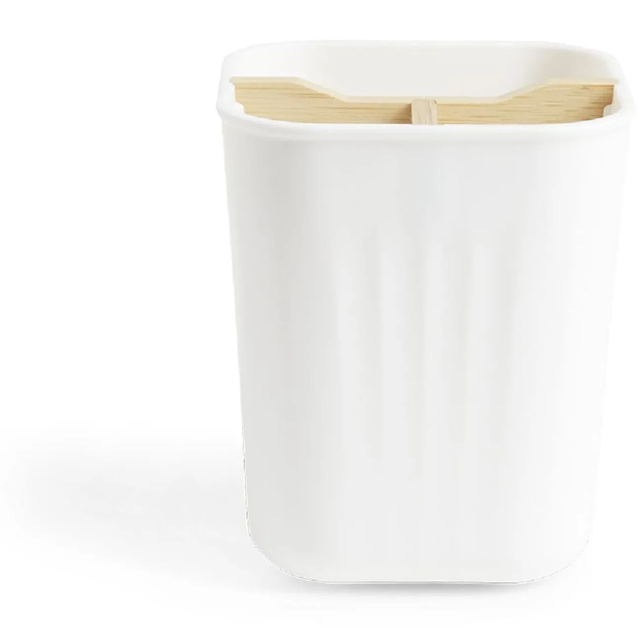 Gifi Aménagement Salle De Bain^Support brosse à dents bambou et plastique blanc