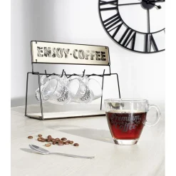 Gifi Support en métal avec 6 tasses expresso en verre