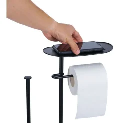 Gifi Equipement Wc^Support papier WC et téléphone noir 36xH66x13,5cm