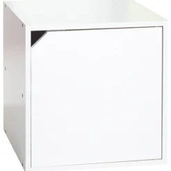 Gifi Rangement|Table de chevet Kobe blanche 2 niches et 1 porte