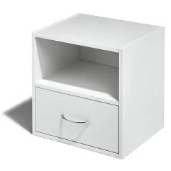 Gifi Rangement|Table de chevet Kobe blanche 1 tiroir et 1 niche