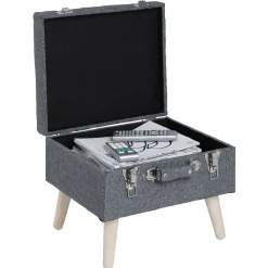 Gifi Rangement|Tabouret Malory gris clair avec malle intégrée