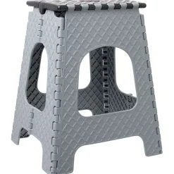 Gifi Aménagement Atelier^Tabouret marche pied pliant noir et gris H44 cm