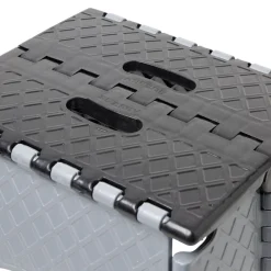 Gifi Aménagement Atelier^Tabouret marche pied pliant noir et gris H44 cm