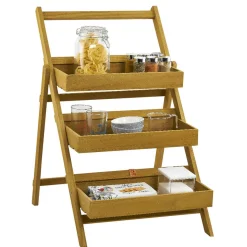 Gifi Étagere Paulownia design escabeau en bois 3 niveaux
