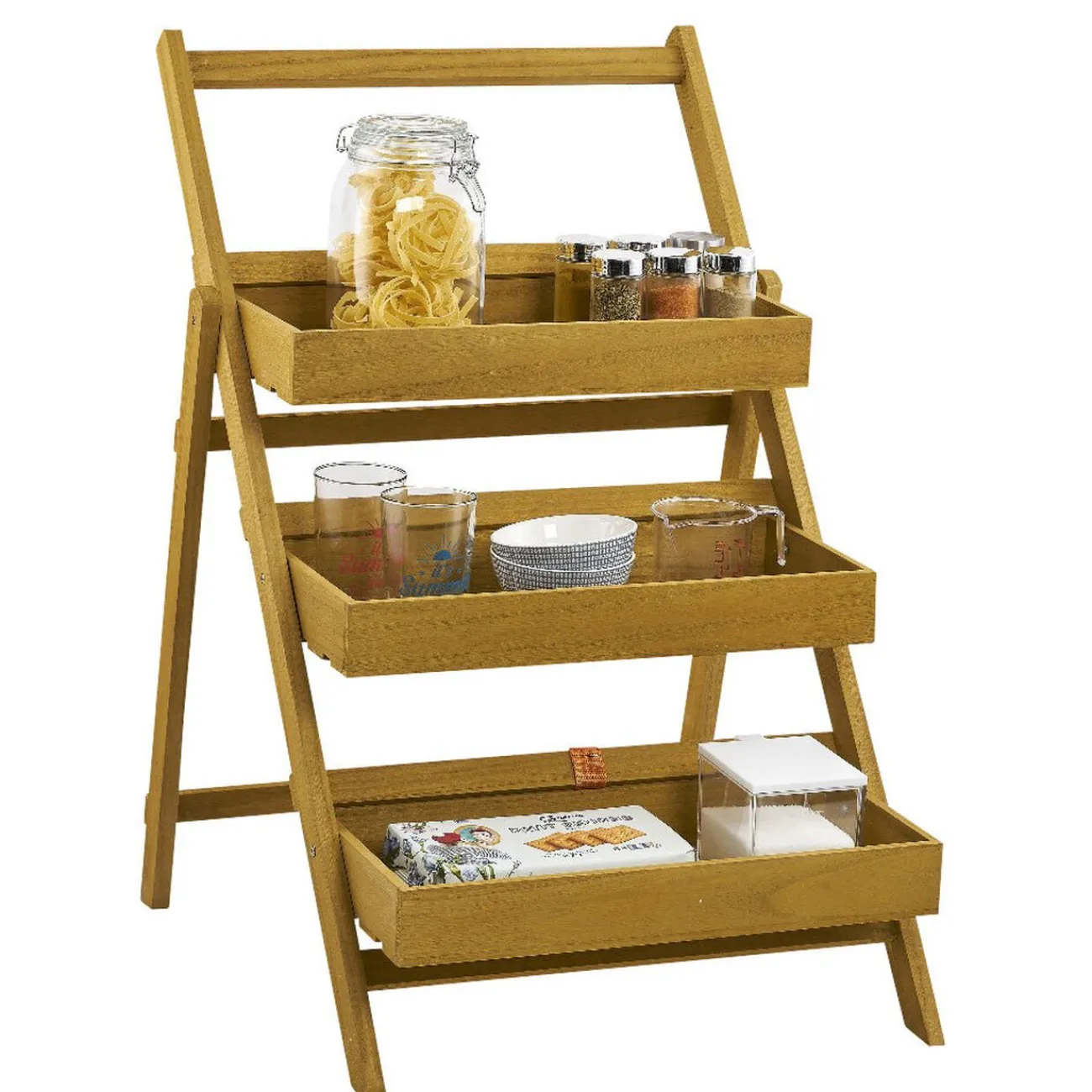 Gifi Étagere Paulownia design escabeau en bois 3 niveaux