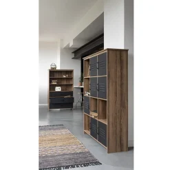 Gifi Rangement|Étagère 12 casiers Liverpool miel et noire