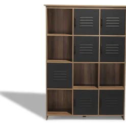 Gifi Rangement|Étagère 12 casiers Liverpool miel et noire