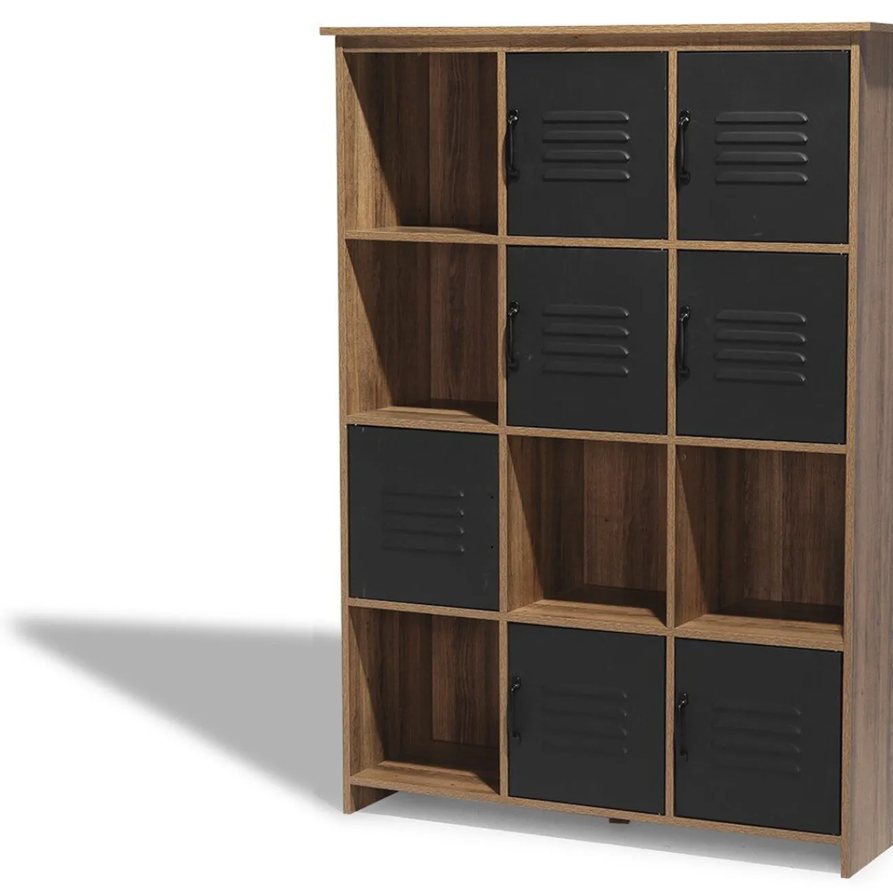 Gifi Rangement|Étagère 12 casiers Liverpool miel et noire