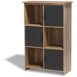 Gifi Rangement|Étagère 6 casiers Liverpool miel et noire