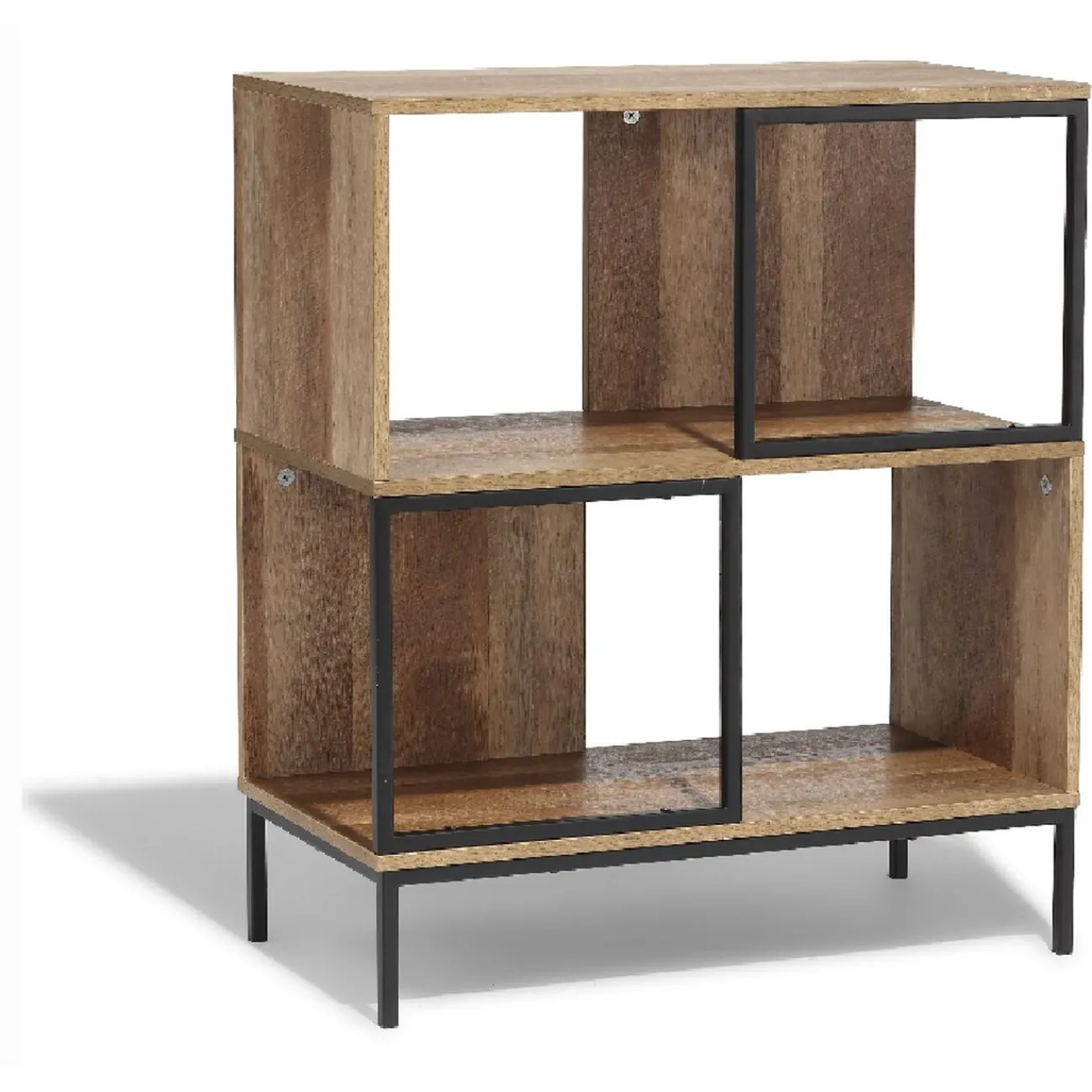 Gifi Rangement|Étagère 4 casiers Stanley noire et naturelle