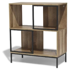 Gifi Rangement|Étagère 4 casiers Stanley noire et naturelle