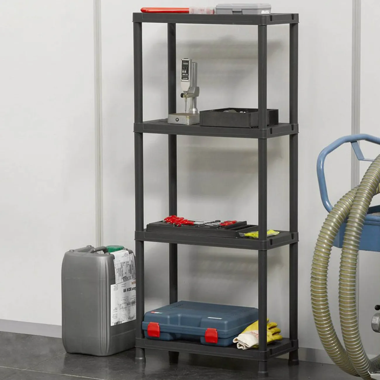 Gifi Rangement|Étagère 4 niveaux ajourés noire