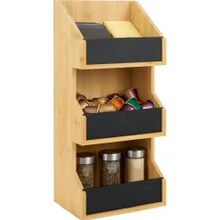 Gifi Étagère 3 niveaux bambou naturel 40x18xH13cm