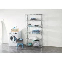 Gifi Rangement|Étagère 5 niveaux gris chromé