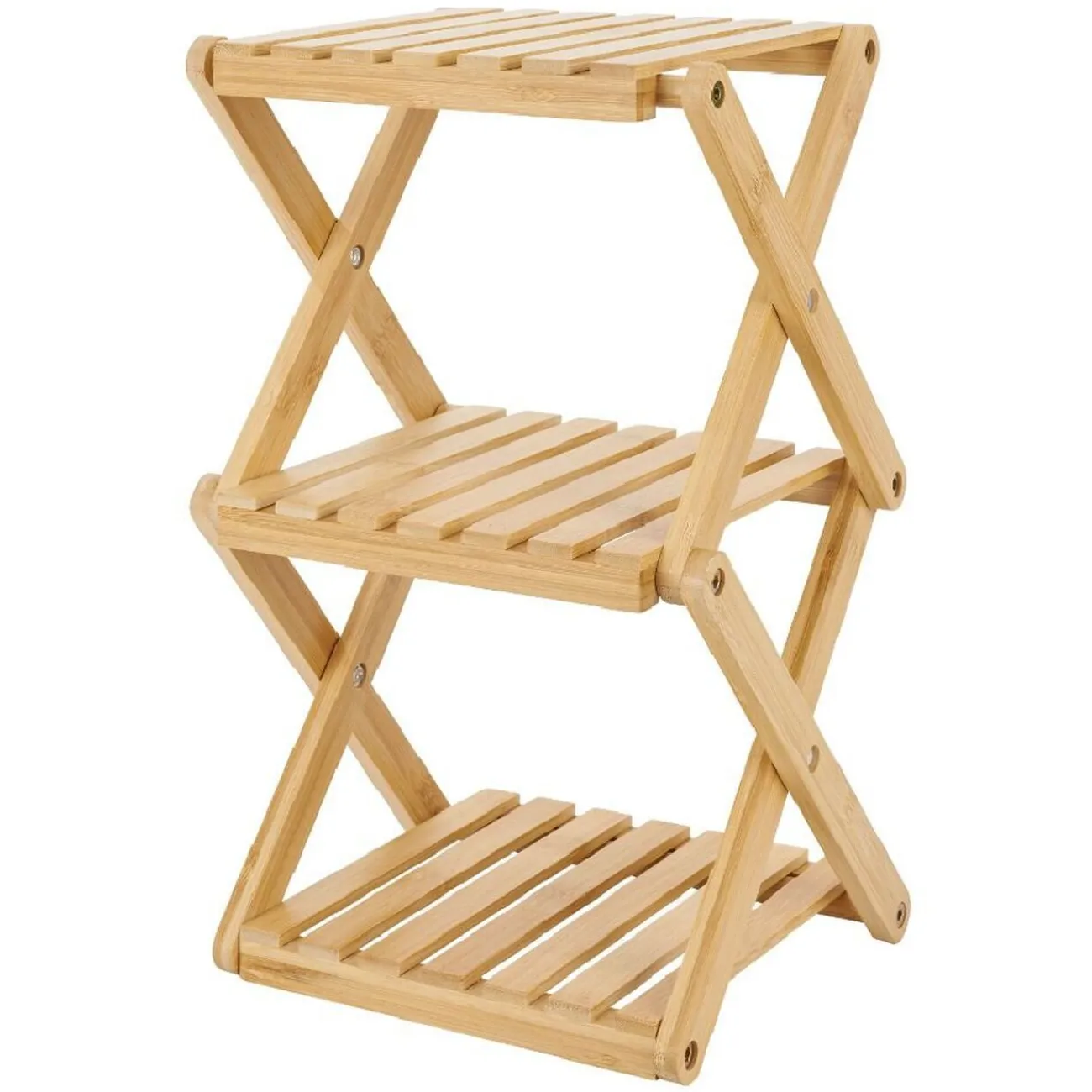 Gifi Étagère 3 niveaux pliable bambou naturel 22,1xH35,5x18,3cm