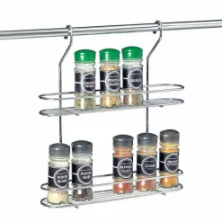 Gifi Étagère à épices inox pour barre de crédence 2 niveaux