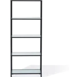 Gifi Rangement|Étagère Arty métal noir et verre trempé - L60xP30xH150 cm